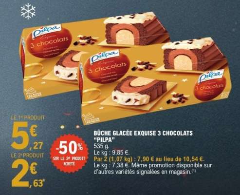 Buche Glacée Exquise 3 Chocolats Pilpa