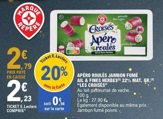 APÉRO ROULÉS JAMBON FUMÉ AIL & FINES HERBES
