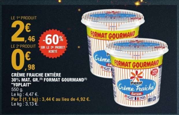 CRÈME FRAICHE ENTIÈRE 30% MAT. GR. FORMAT GOURMAND "YOPLAIT"
