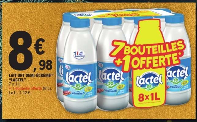Lait UHT Demi-Écrémé Lactel