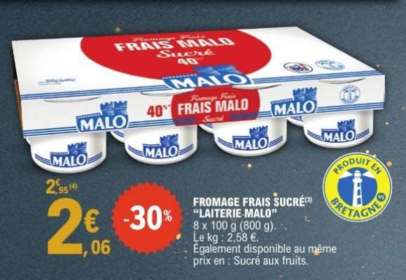 FROMAGE FRAIS SUCRÉ "LAITERIE MALO"