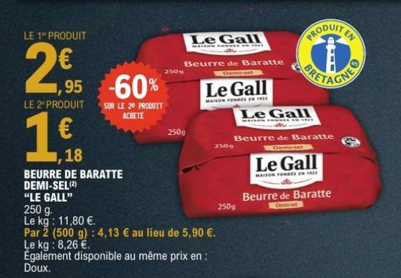 BEURRE DE BARATTE DEMI-SEL 'LE GALL'