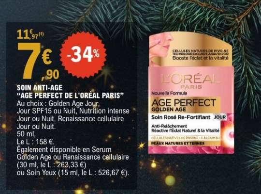 SOINS ANTI-ÂGE "AGE PERFECT DE L'ORÉAL PARIS"