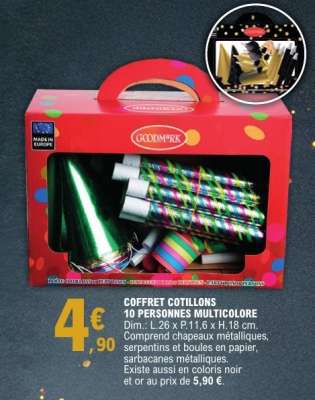 COFFRET COTILLONS 10 PERSONNES MULTICOLORE