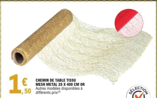 CHEMIN DE TABLE TISSU MESH METAL 28 X 400 CM OR