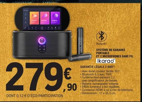 SYSTÈME DE KARAOKÉ PORTABLE ET 2 MICROPHONES SANS FIL