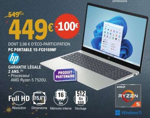 PC PORTABLE 15-FC0169NF