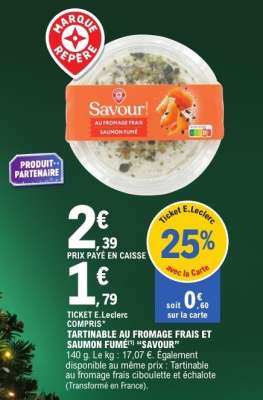 TARTINABLE AU FROMAGE FRAIS ET SAUMON FUMÉ “SAVOUR”