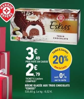 BÛCHE GLACÉE AUX TROIS CHOCOLATS “ESKISS”