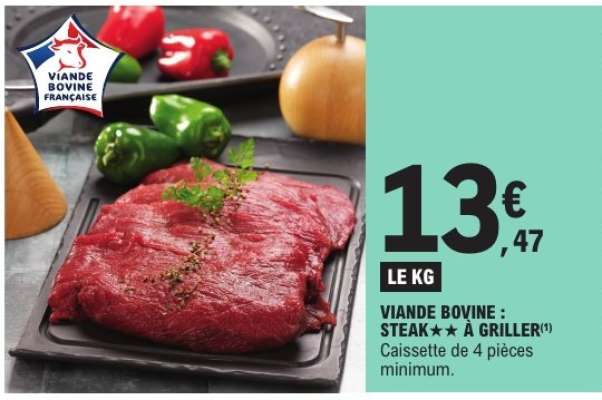 Viande bovine : steak** à griller