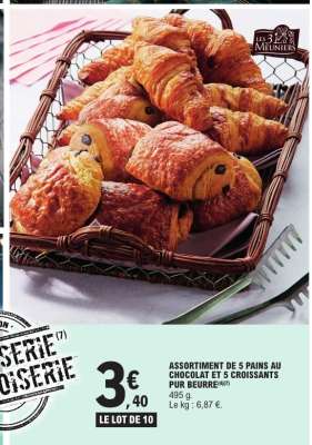 Assortiment de 5 Pains au Chocolat et 5 Croissants Pur Beurre