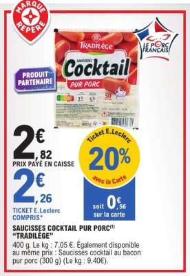 SAUCISSES COCKTAIL PUR PORC "TRADILÈGE"