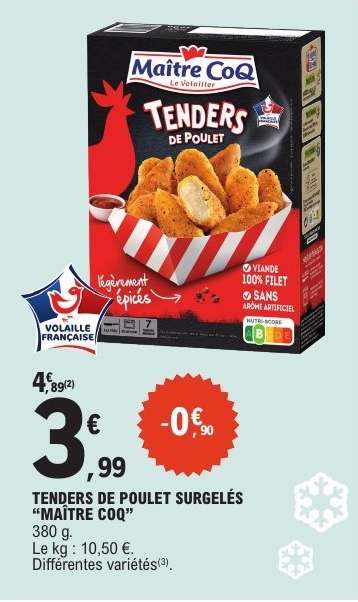 TENDERS DE POULET SURGELÉS “MAÎTRE COQ”