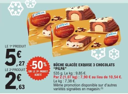 Buche Glacée Exquise 3 Chocolats Pilpa
