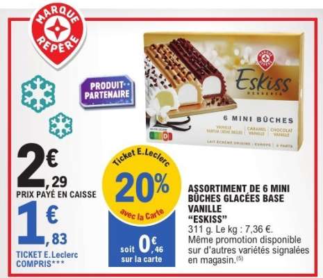 Assortiment de 6 Mini Bûches Glacées Base Vanille 'Eskiss'