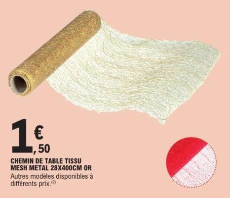 CHEMIN DE TABLE TISSU MESH METAL 28X400CM OR