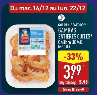 GOLDEN SEAFOOD® GAMBAS ENTIÈRES CUITES