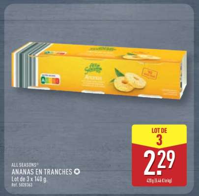 ALL SEASONS ANANAS EN TRANCHES
