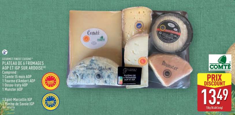 PLATEAU DE 6 FROMAGES AOP ET IGP SUR ARDOISE