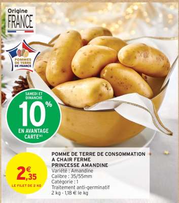 Pomme de terre de consommation à chair ferme 'Princesse Amandine'