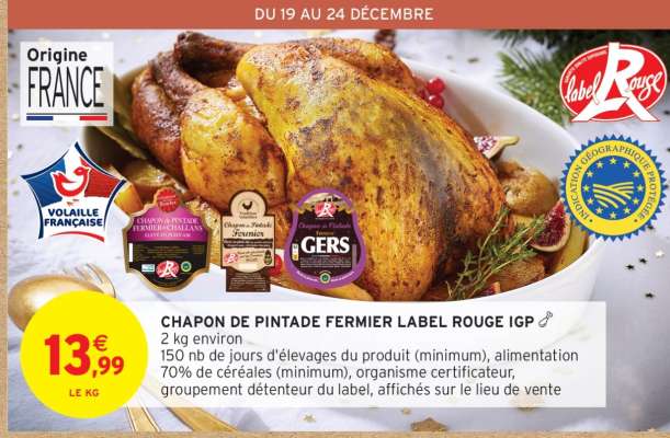 CHAPON DE PINTADE FERMIER LABEL ROUGE IGP