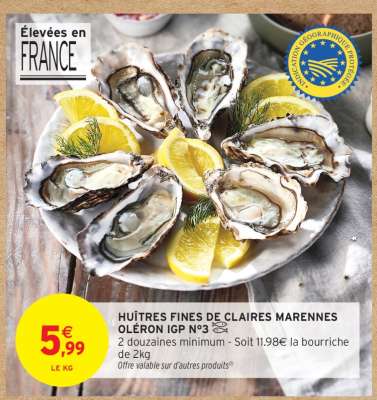 HUÎTRES FINES DE CLAIRES MARENNES-OLÉRON IGP N°3