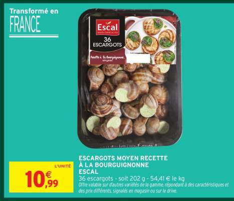 ESCARGOTS MOYEN RECETTE À LA BOURGUIGNONNE ESCAL