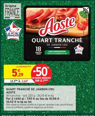 QUART TRANCHÉ DE JAMBON CRU