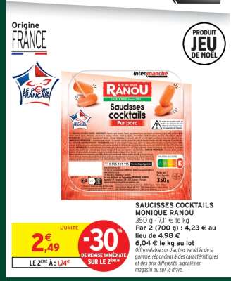 SAUCISSES COCKTAILS MONIQUE RANOU