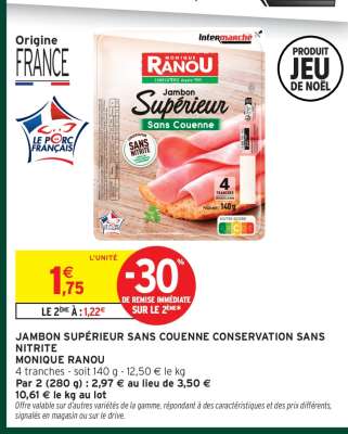 JAMBON SUPÉRIEUR SANS COUENNE CONSERVATION SANS NITRITE
