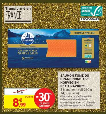 SAUMON FUMÉ DU GRAND NORD ASC NORVÉGIEN PETIT NAVIRE