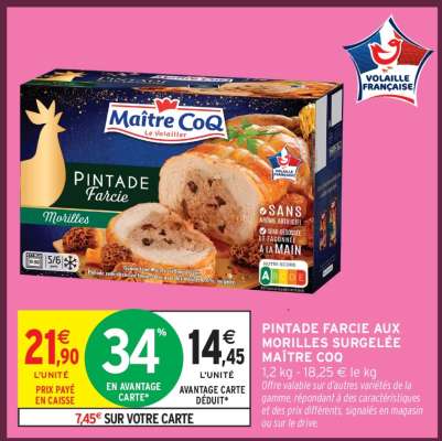 PINTADE FARCIE AUX MORILLES SURGELÉE MAÎTRE COQ