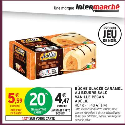 BÛCHE GLACÉE CARAMEL AU BEURRE SALÉ VANILLE PÉCAN ADÉLIE