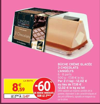 BÛCHE CRÈME GLACÉE 3 CHOCOLATS L'ANGÉLYS