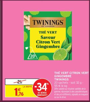 Thé Vert Citron Vert Gingembre Twinings