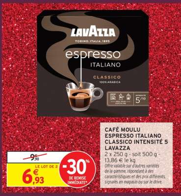 Café Moulu Espresso Italiano Classico Intensité 5 Lavazza