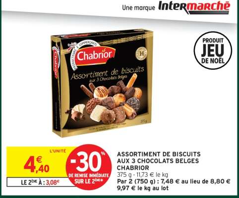 ASSORTIMENT DE BISCUITS AUX 3 CHOCOLATS BELGES CHABRIOR