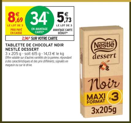 Tablette de Chocolat Noir Nestlé Dessert