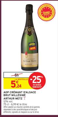 AOP CRÉMANT D'ALSACE BRUT MILLESIMÉ ARTHUR METZ