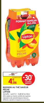 Boisson au thé saveur pêche 'Lipton'