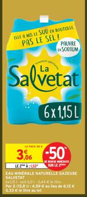 Eau Minérale Naturelle Gazeuse Salvetat