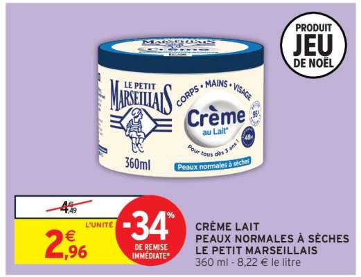 CRÈME LAIT PEAUX NORMALES À SÈCHES LE PETIT MARSEILLAIS