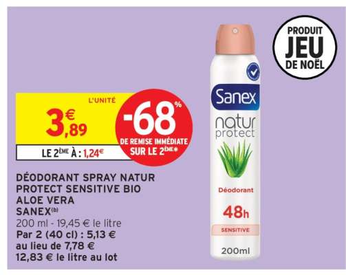 DÉODORANT SPRAY NATUR PROTECT SENSITIVE BIO ALOE VERA SANEX