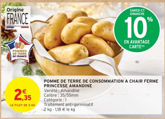 Pomme de terre de consommation à chair ferme 'Princesse Amandine'