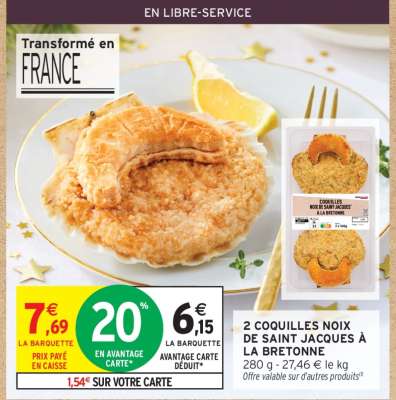 2 COQUILLES NOIX DE SAINT JACQUES À LA BRETONNE