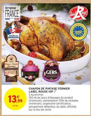 CHAPON DE PINTADE FERMIER LABEL ROUGE IGP