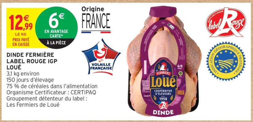 DINDE FERMIÈRE LABEL ROUGE IGP LOUÉ