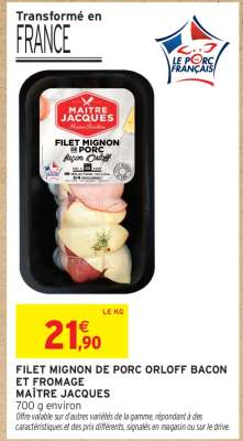 FILET MIGNON DE PORC ORLOFF BACON ET FROMAGE MAÎTRE JACQUES