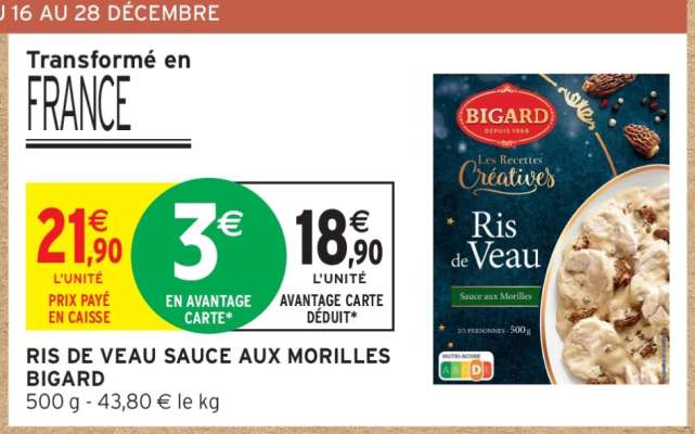 Ris de veau sauce aux morilles BIGARD