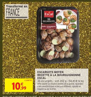 ESCARGOTS MOYEN RECETTE À LA BOURGUIGNONNE ESCAL